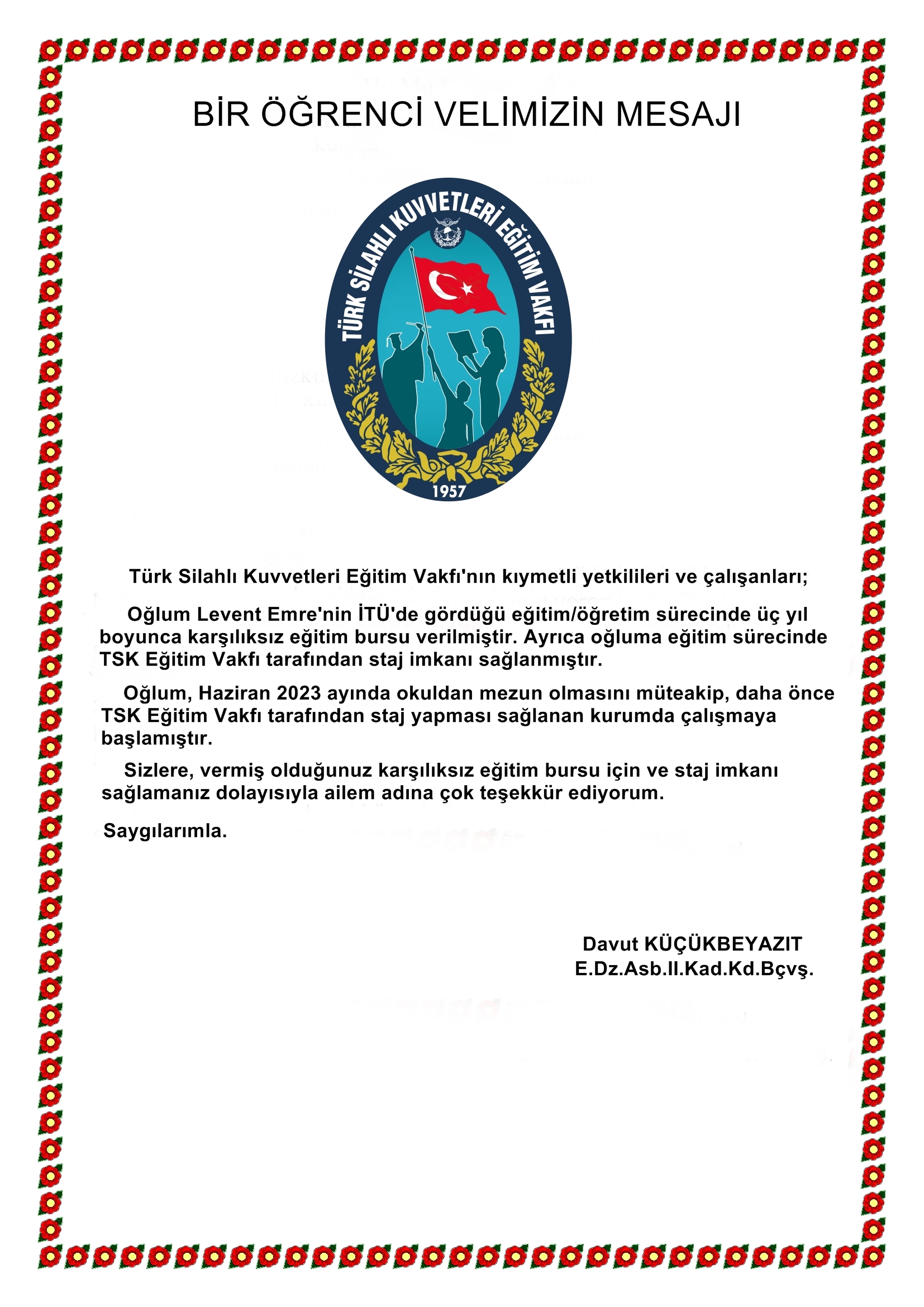 Öğrencilerimiz ve Velilerimizden Gelen Mesajlar